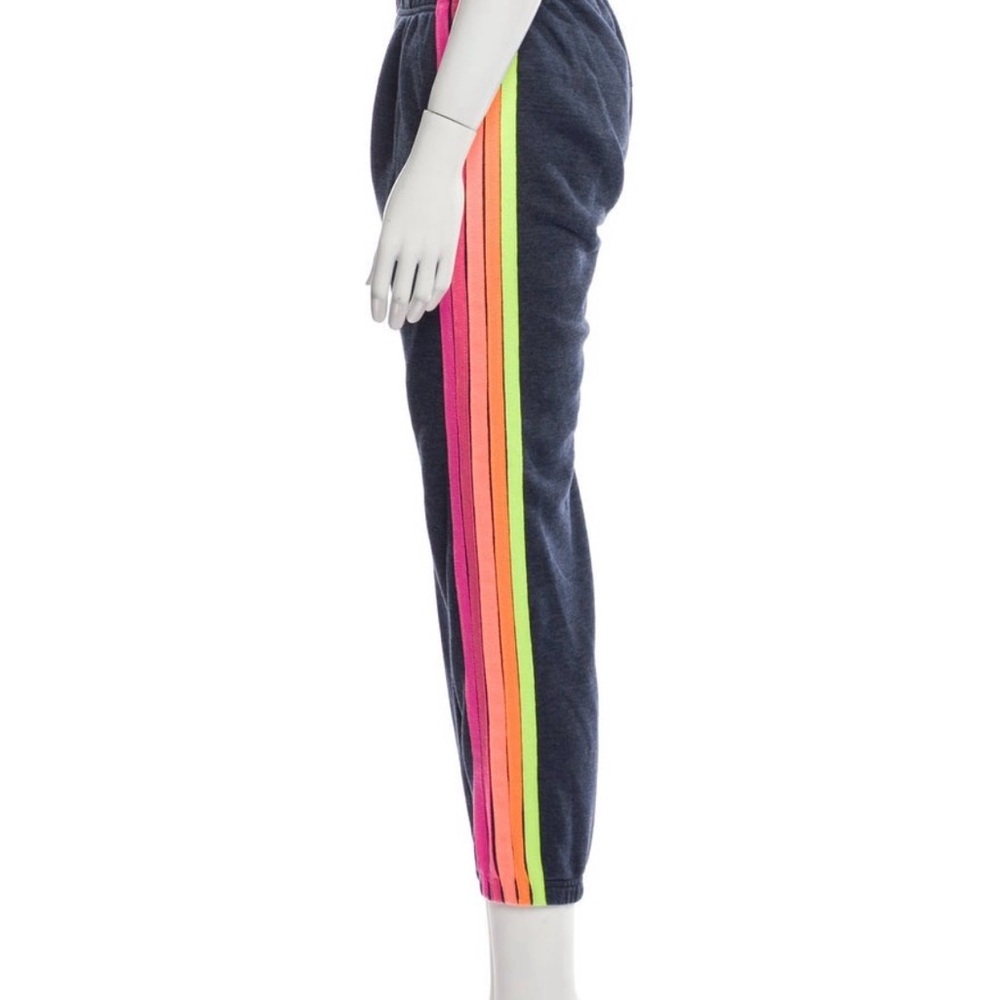 Aviator Nation Navy Joggers with Rainbow Stripes